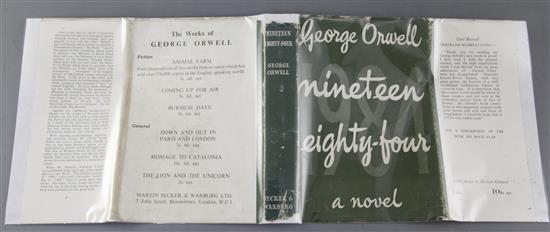 Orwell, George - Nineteen Eighty Four, 1st edition, 8vo, original green cloth, faded, in dj, London 1949